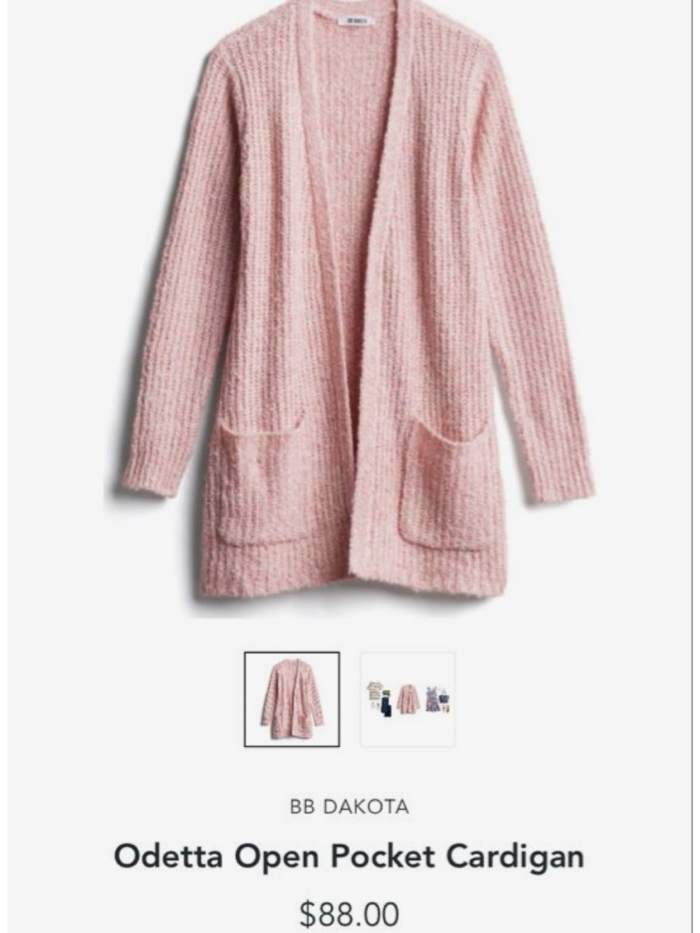 BB Dakota Blush Pink Cozy Long Cardigan